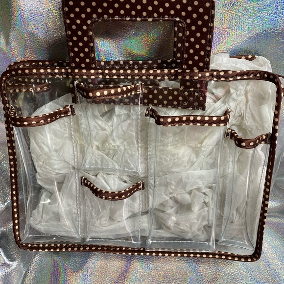 Switch It by Nan brown polka dot/clear vinyl purse insert, NWT - Picture 2 of 4